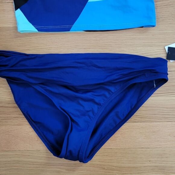 La Blanca Blue Women's Shirred waistband mid-rise swim bottoms sz 10 - Picture 7 of 7